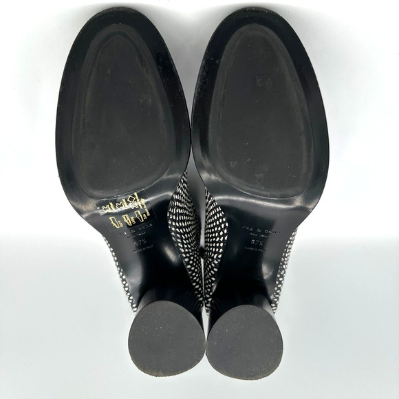 Rag & Bone Fleur Ankle Boots Embossed Leather Womens 37.5 Black White Polka Dots - Picture 10 of 12